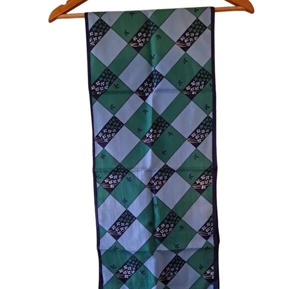 Unlisted Green & Blue Vintage 100% Polyester Long Scarf - Picture 1 of 6